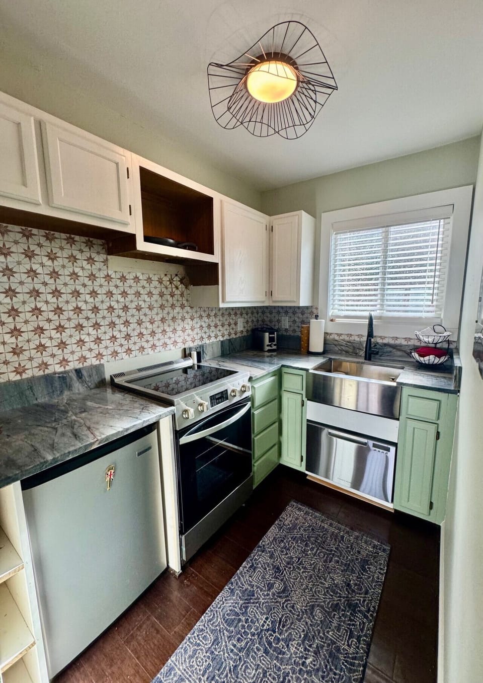 Kitchen with mini fridge