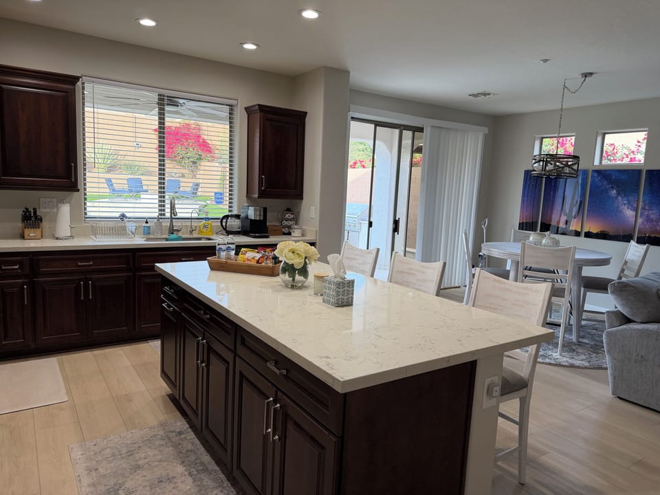 Kitchen island seating for 3. Perfect for reminiscing over the day's adventures