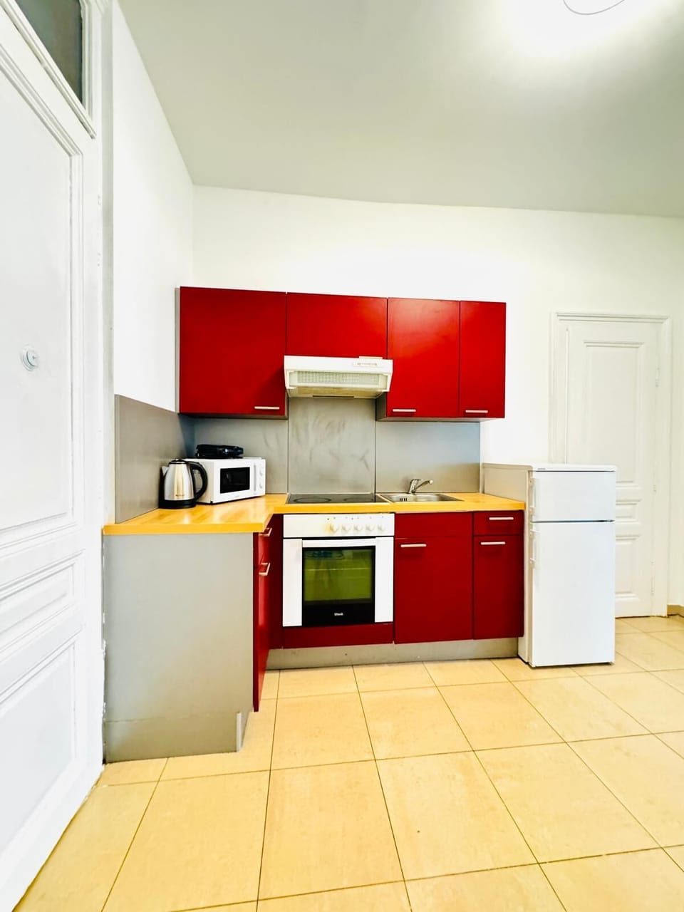 Basic Apartment | Private kitchen | Fridge, microwave, oven, stovetop