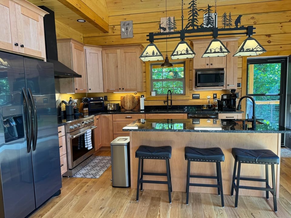 Fully stocked kitchen with 36" stove