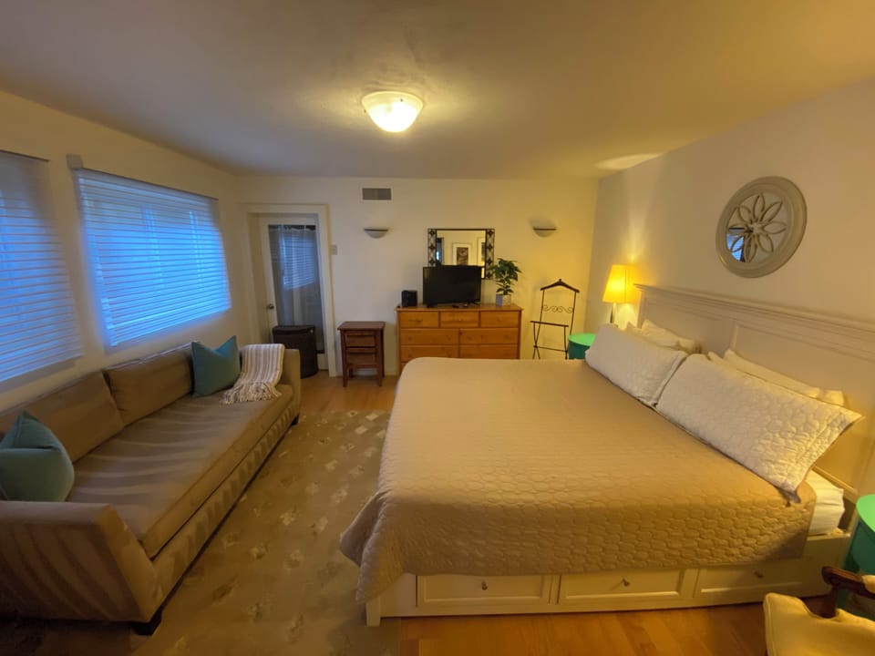 Bedroom #2, Downstairs, King Bed, TV, Sofa Seating