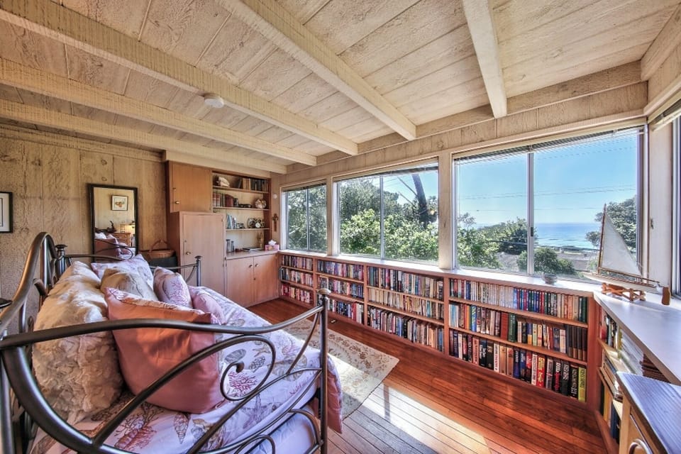 Upstairs Library with Daybed and Ocean View