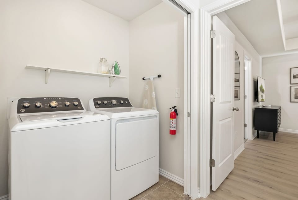 Washer and dryer for guest use.