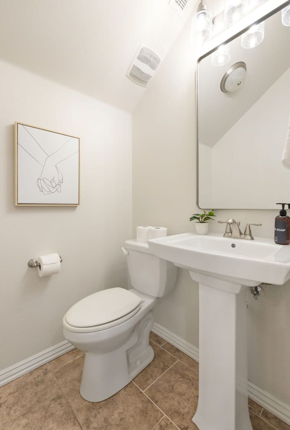 The half bathroom downstairs.