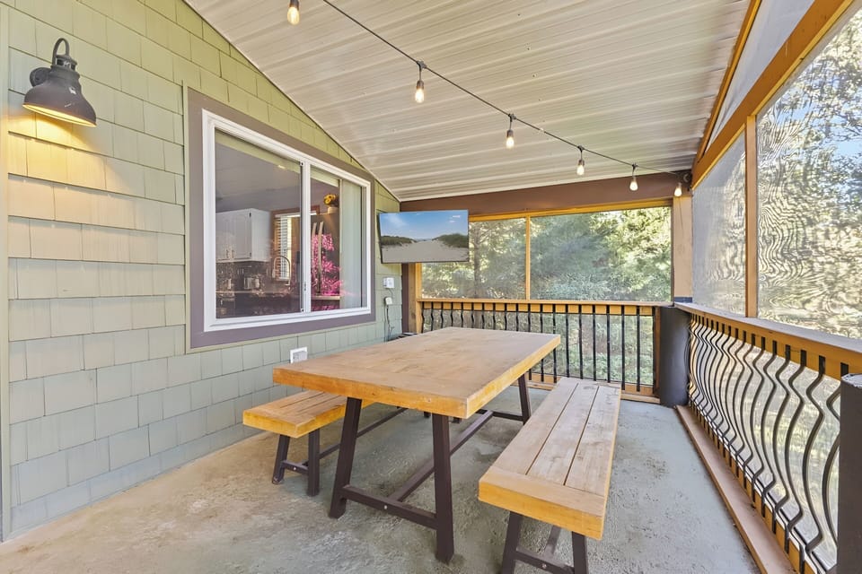 Grab a seat at the picnic table for a fun outdoor lunch.