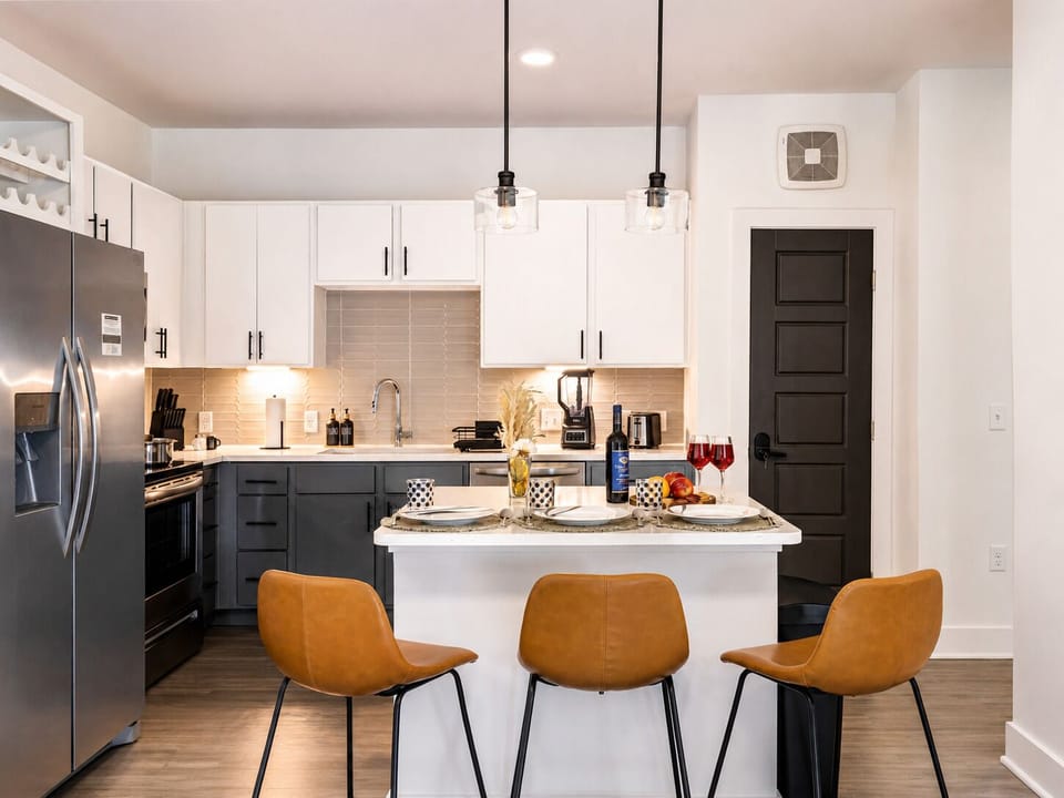 Bright modern kitchen with island seating and stylish finishes