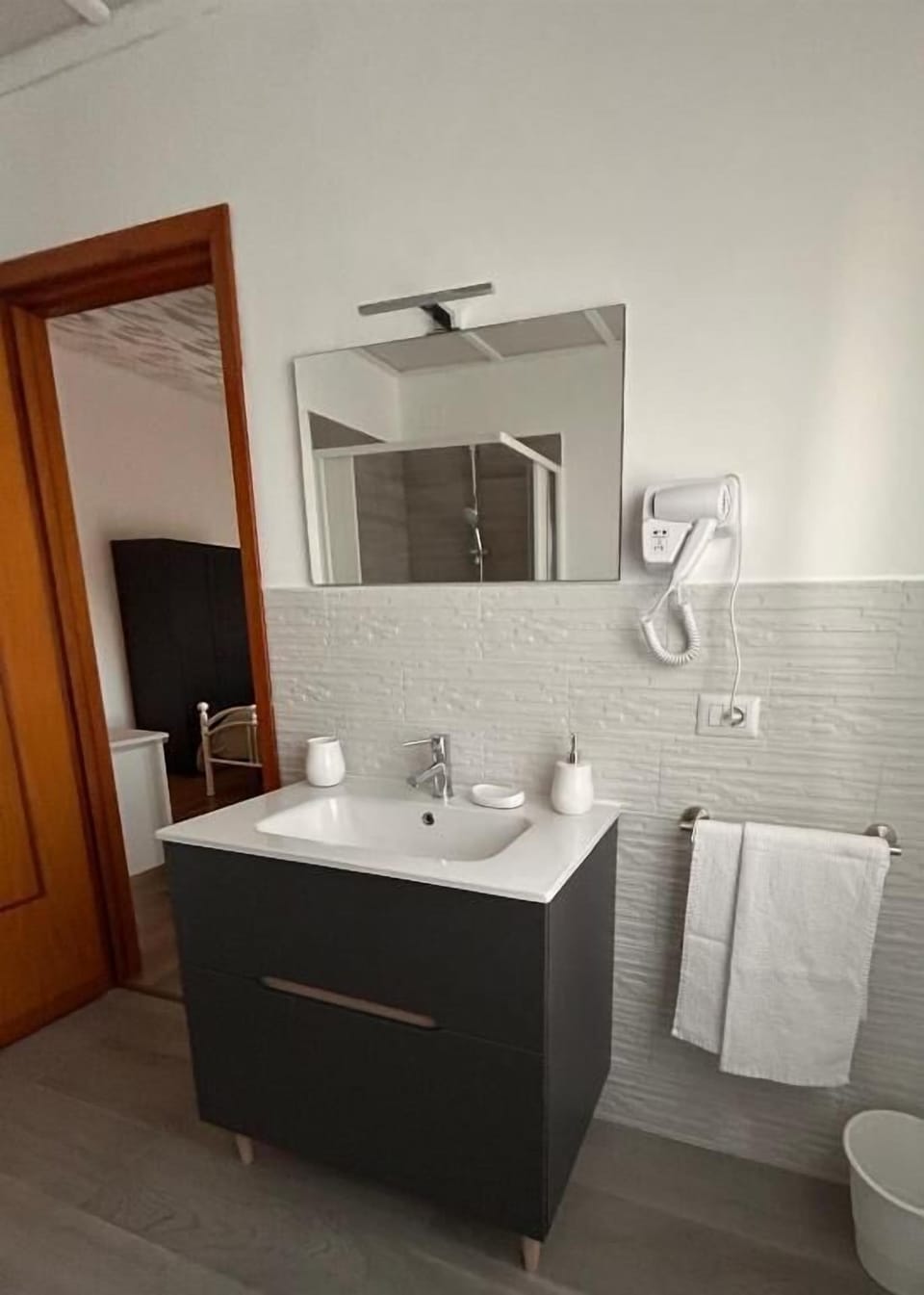 Hair dryer, bidet, soap, shampoo