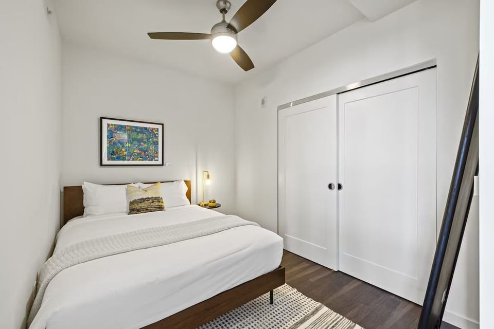 Drift into deep sleep in this calm, minimalist bedroom.