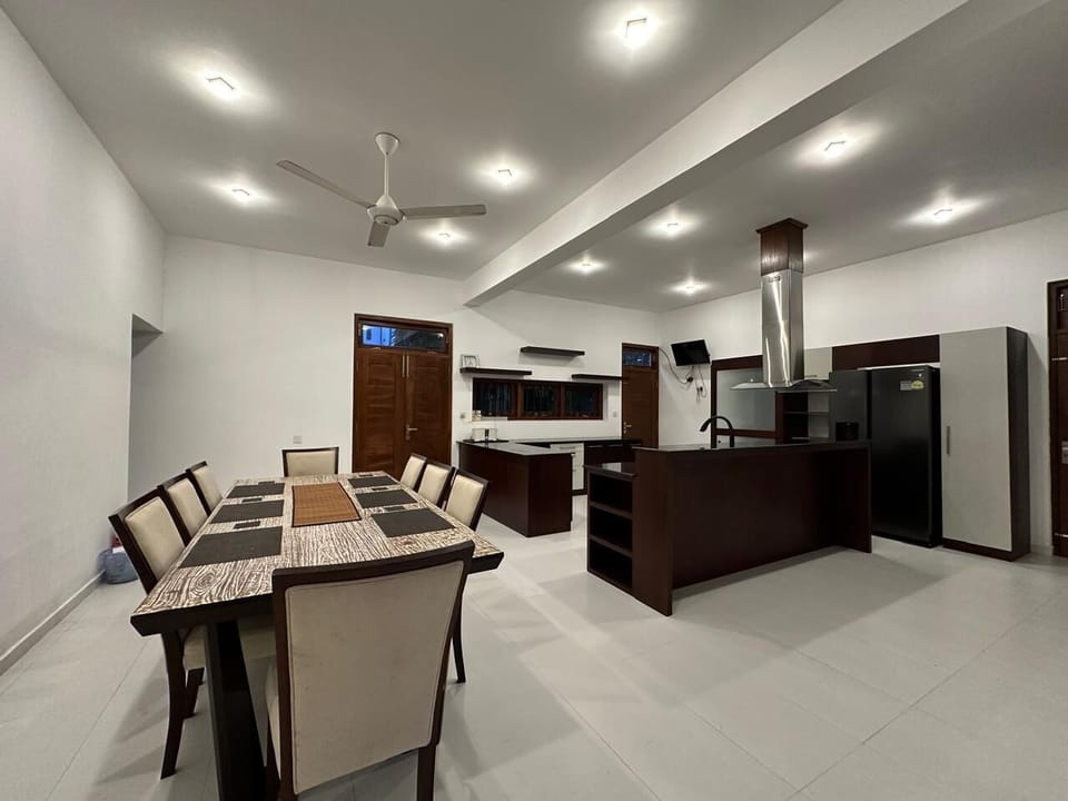 Open dining and kitchen area