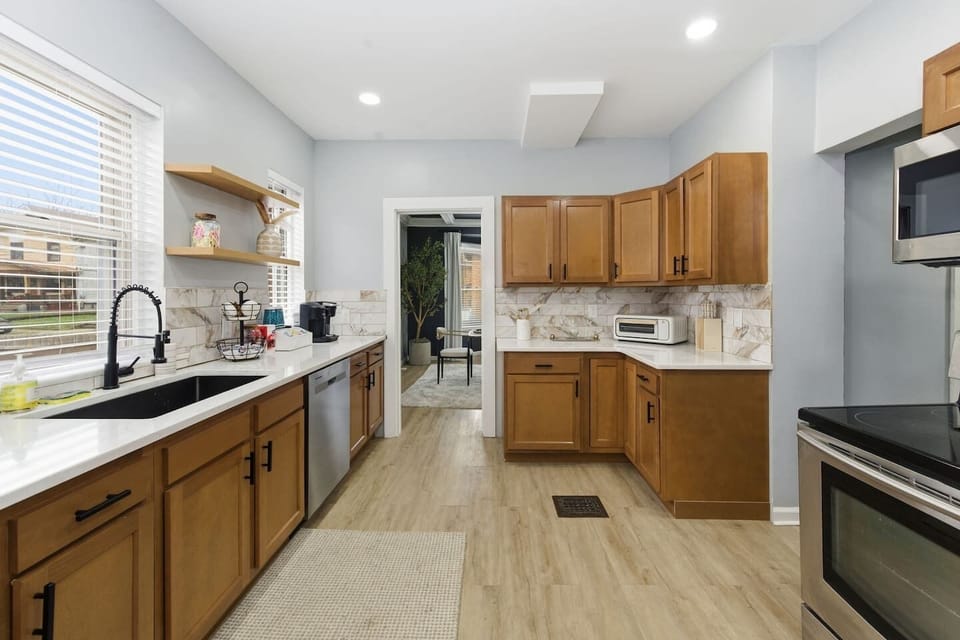 Fully equipped kitchen with modern appliances