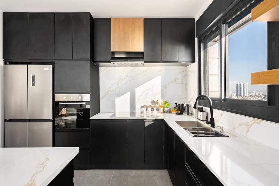 Contemporary culinary space showcases clean lines, generous counters invite effortless meal prep