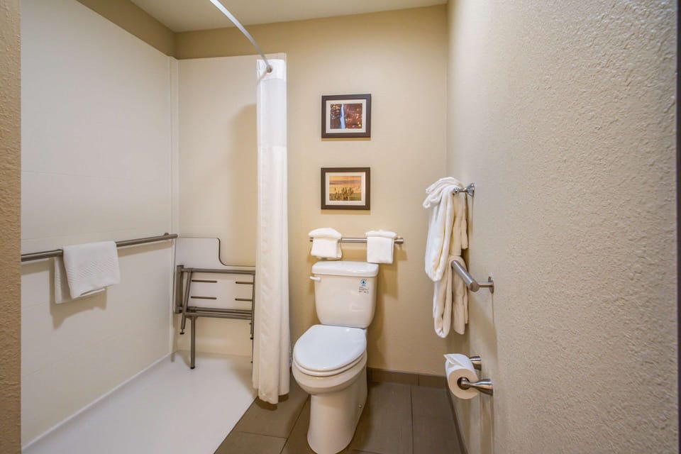 Room, 1 Queen Bed, Accessible, Non Smoking | Bathroom | Combined shower/tub, hair dryer, towels