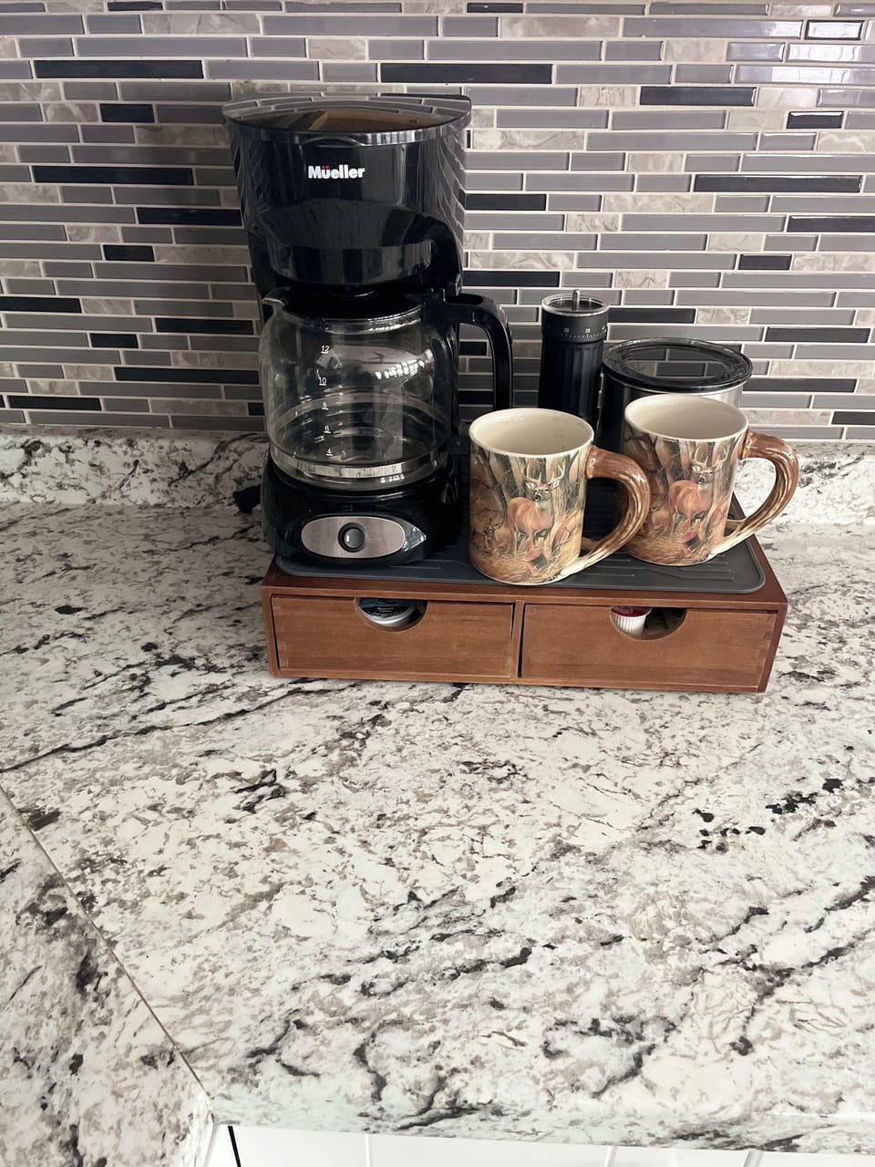 Relax with a cup of coffee…coffee beans and starter Keurig pods included!