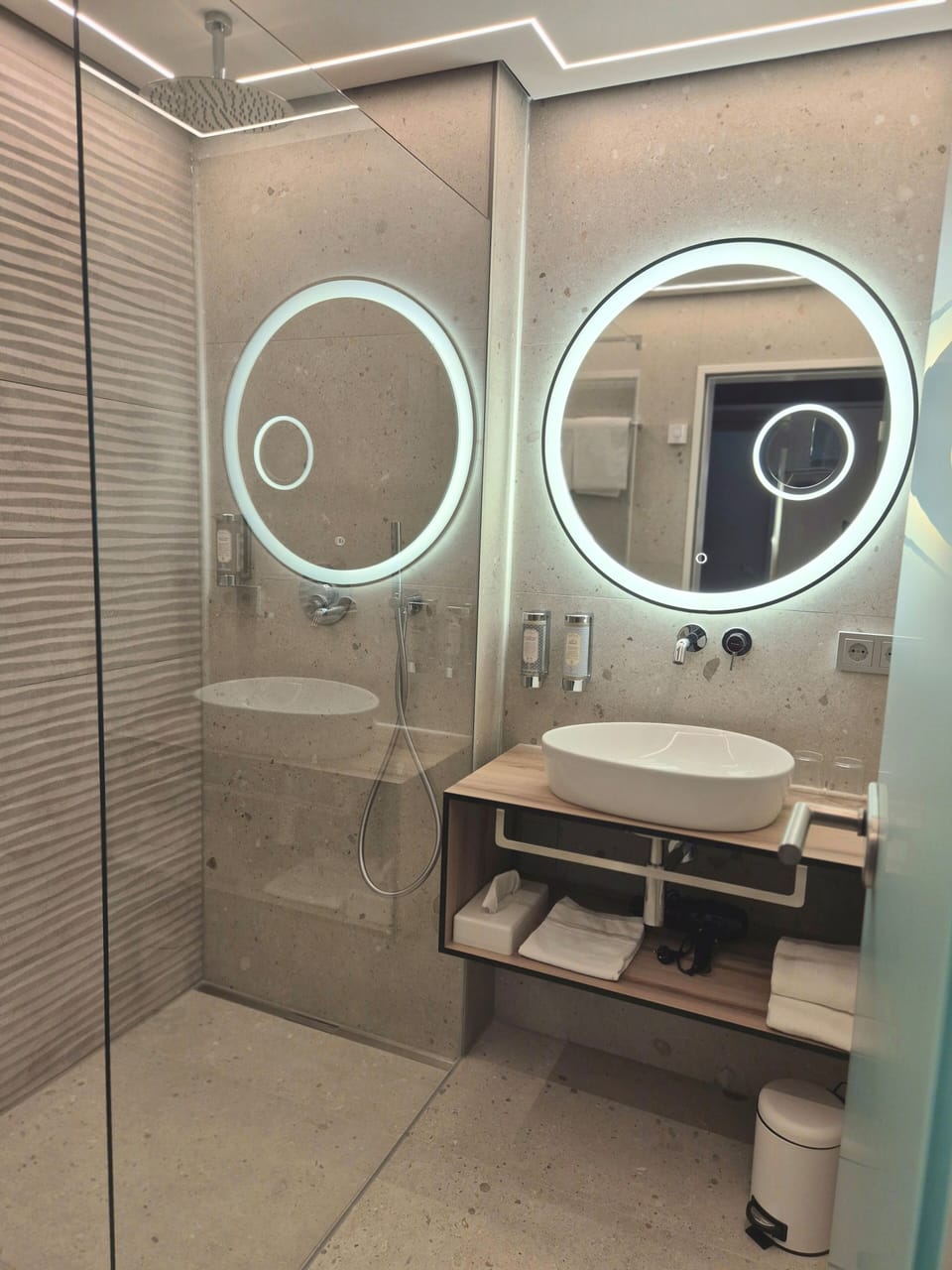 Junior Studio, Lake View | Bathroom | Shower, hair dryer, bathrobes, towels