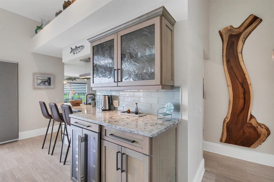 Coffee bar with wine cooler