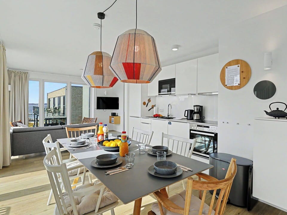 Furniture, Interior Design, Flooring, Light Fixture, Wood, Ceiling, Floor, Chair, Table, Kitchen