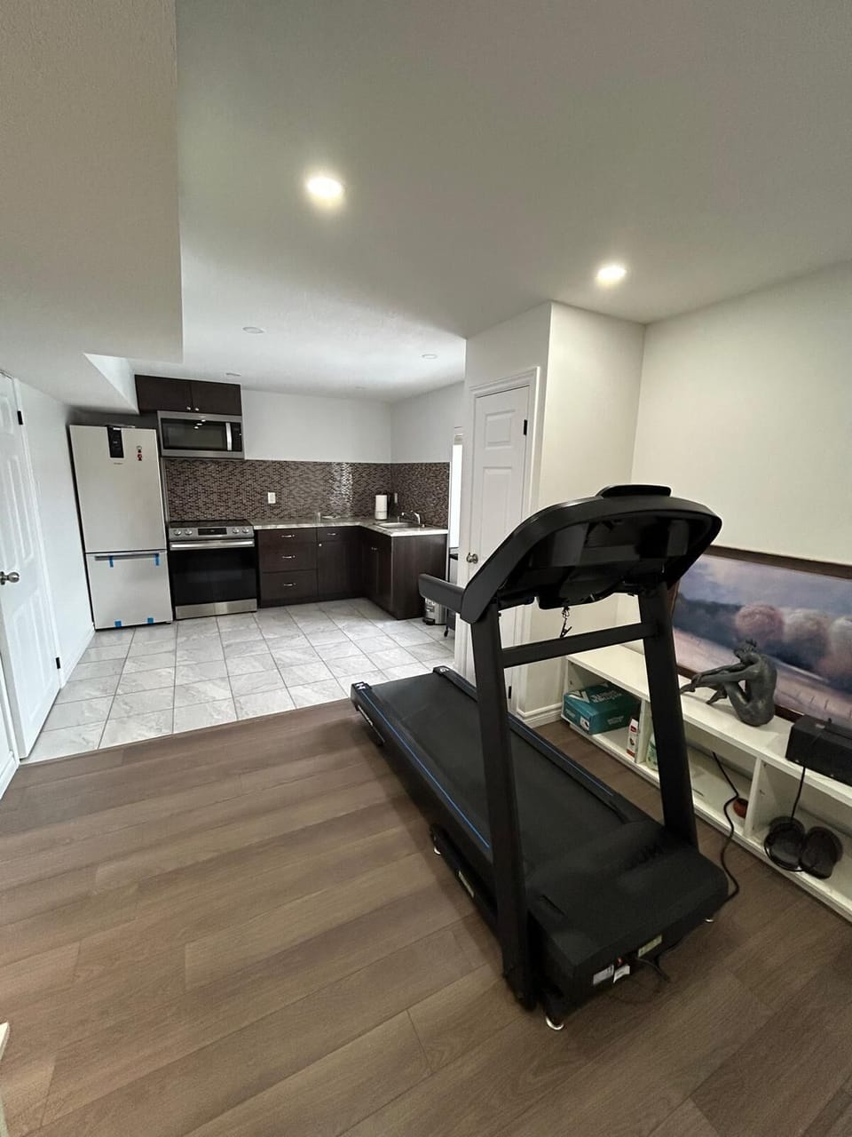 Basement kitchen & treadmill