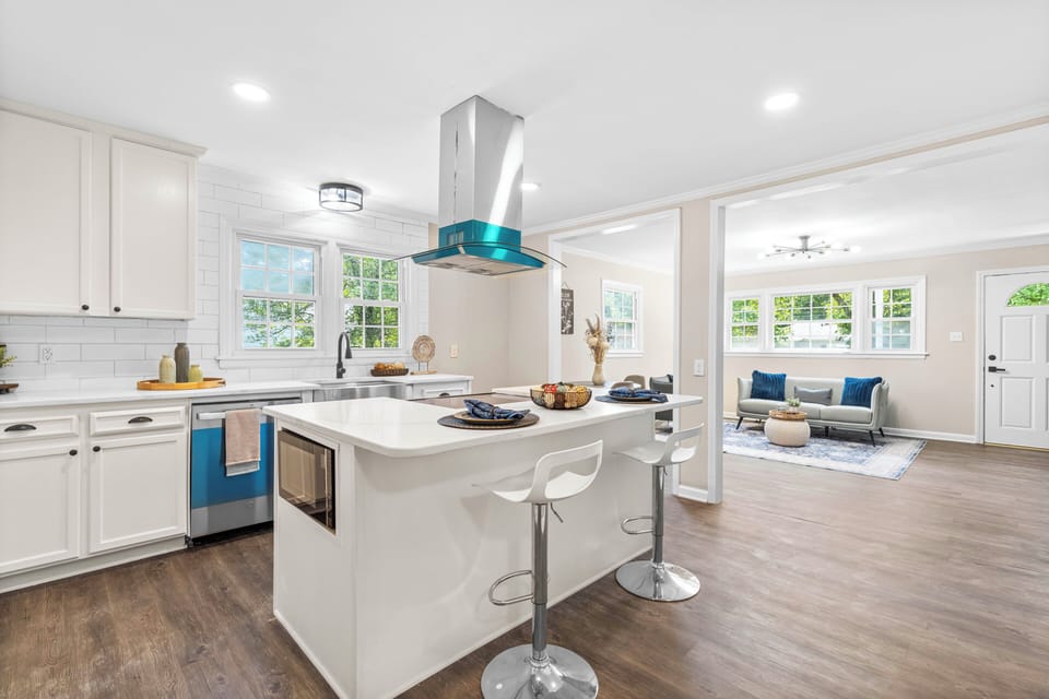 Well-appointed kitchen with an island!