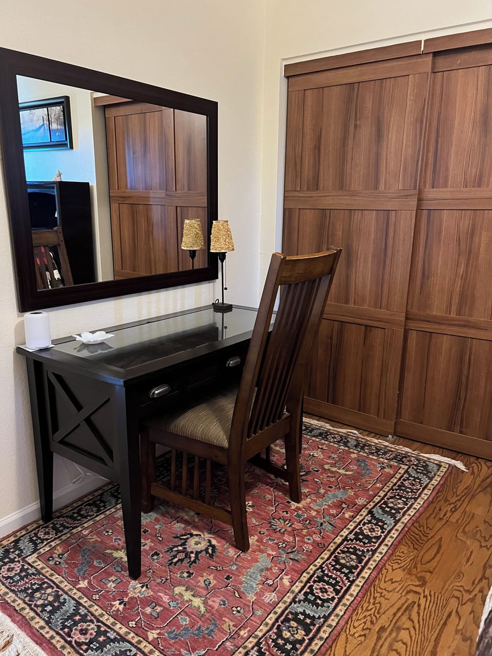 Work/study table in bedroom.
