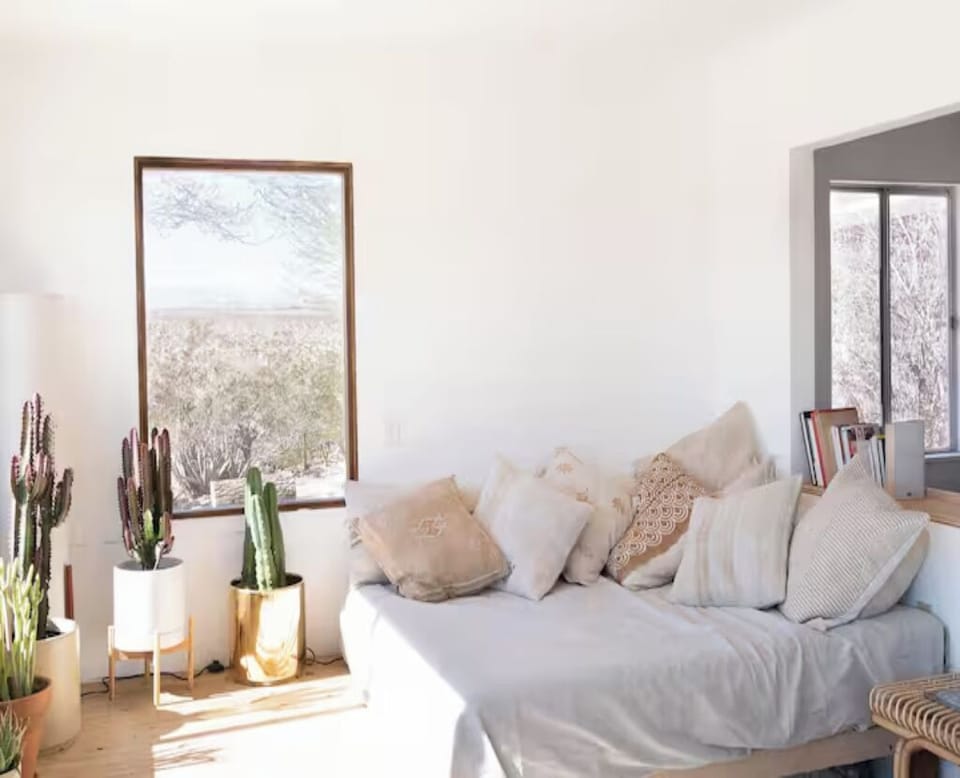 Queen sized daybed. Nap, flick through some of our carefully curated Art House book collection, or just lie back and watch the clouds breeze by. If you would like to use the day bed for an extra guest please contact us for more information.