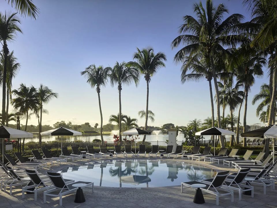 Catch sunset reflections while you relax by the water.