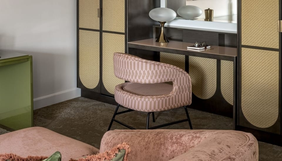Get ready or catch up on emails at this stylish vanity desk.