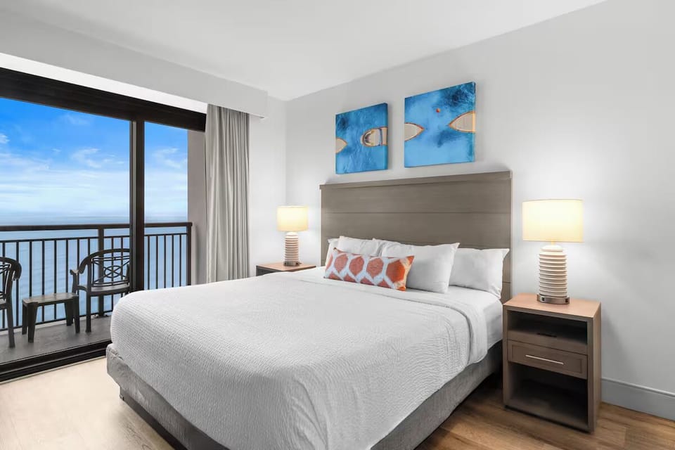Wake up to ocean views from a plush king bed.