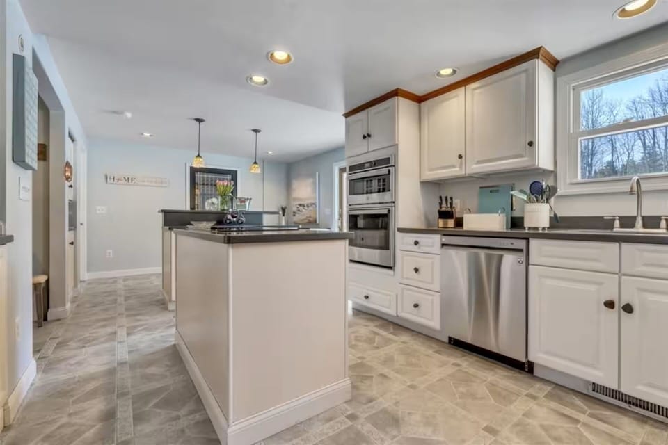 Expansive chef's kitchen with two islands