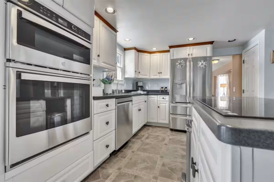 Expansive chef's kitchen with two islands