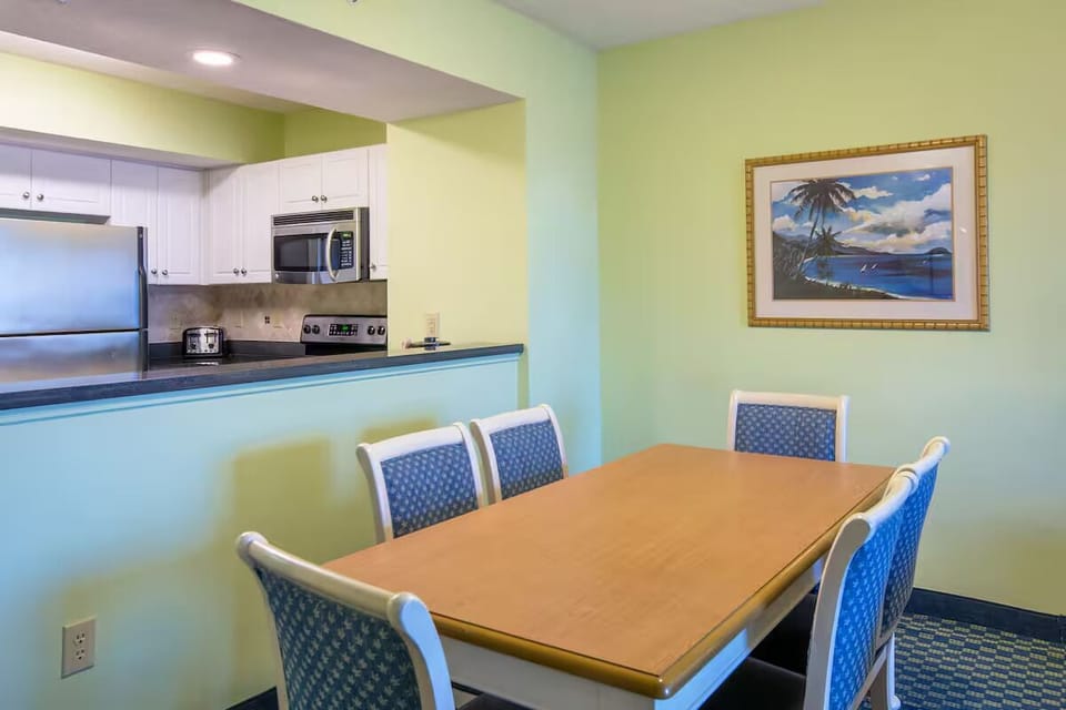 Gather for beachy meals at this bright, casual table.