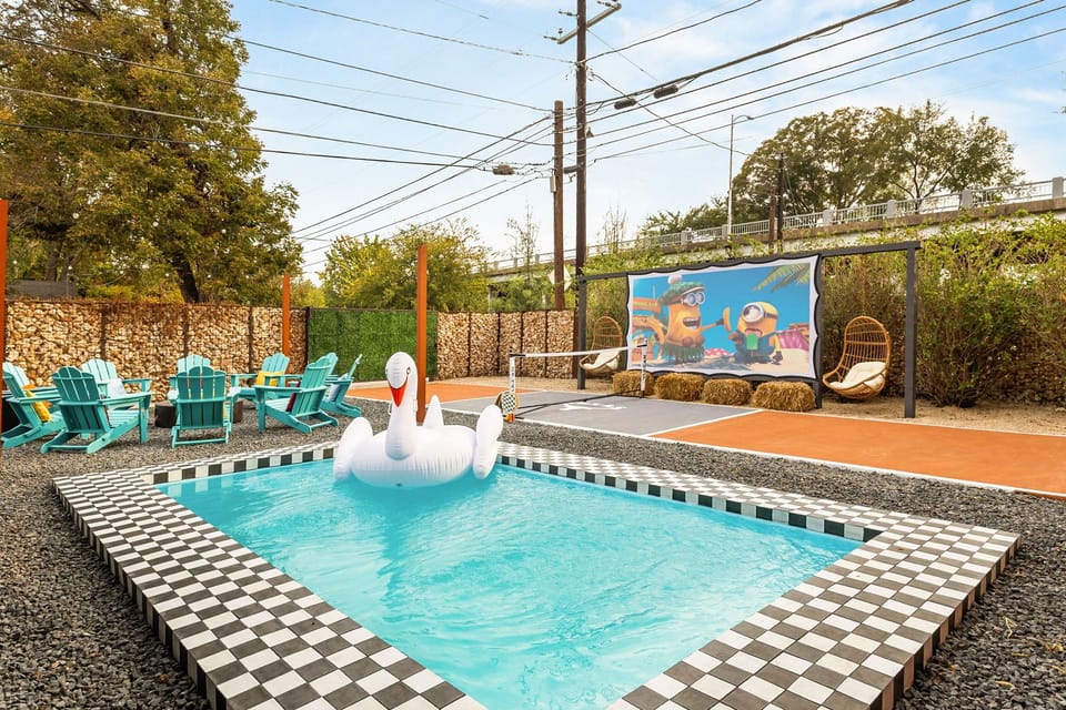 Swim, lounge, and enjoy the ultimate backyard experience with plenty of space for your group to relax.