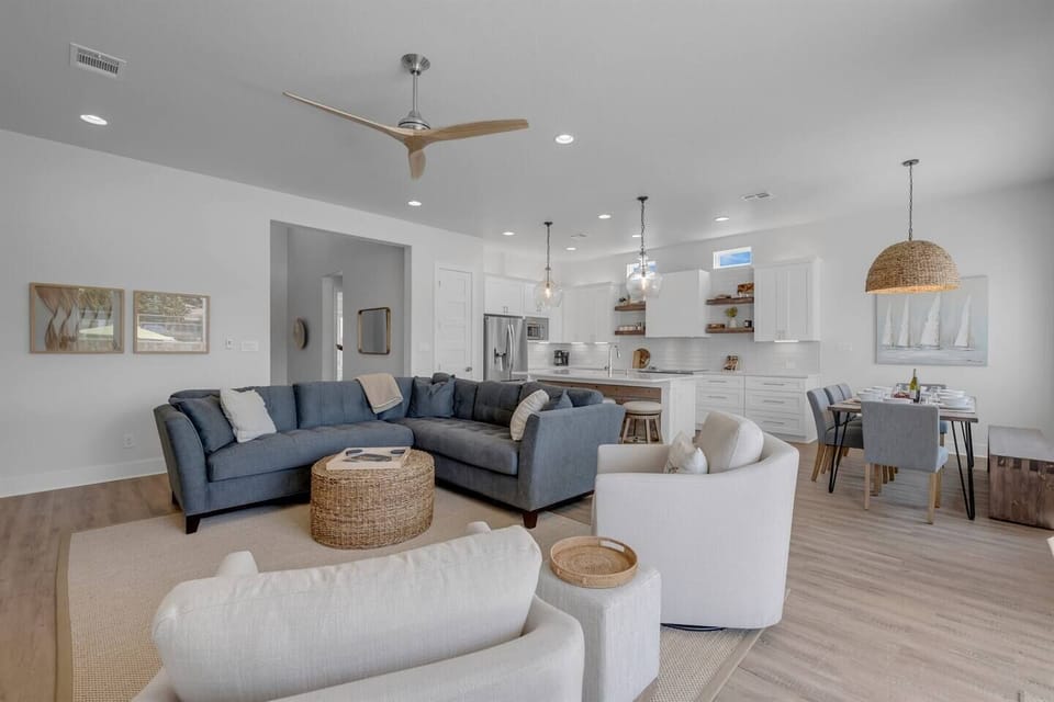 Living Room, Kitchen & Dining Area