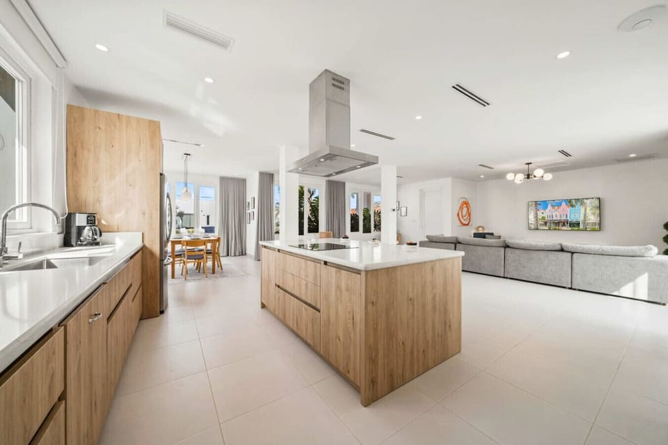 Open kitchen and living space for family meals and relaxation