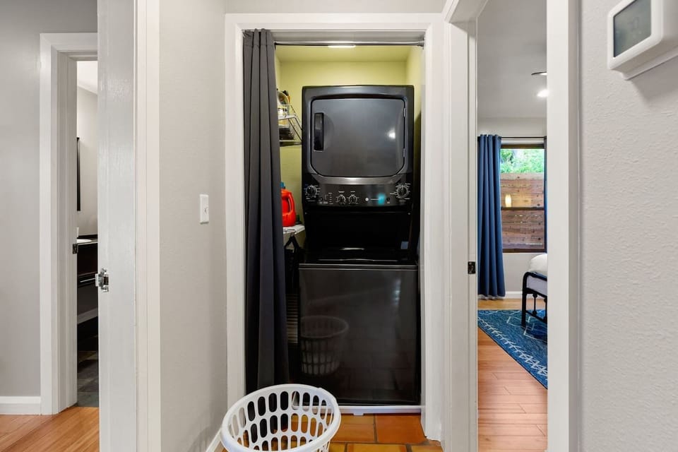 In-unit washer and dryer with supplies provided so you can pack light and stay fresh throughout your trip.