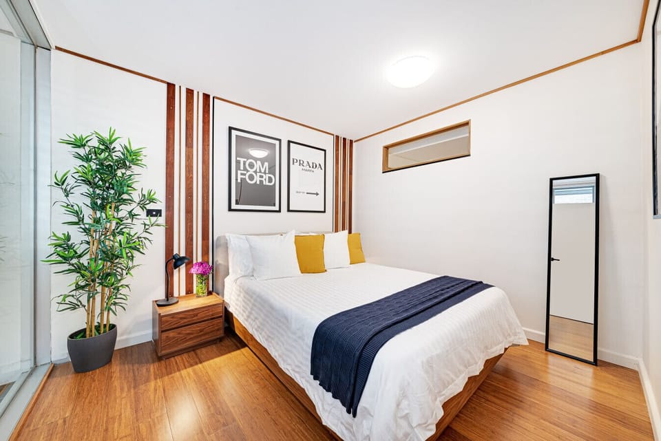 Bedroom 1 with Queen bed and fan