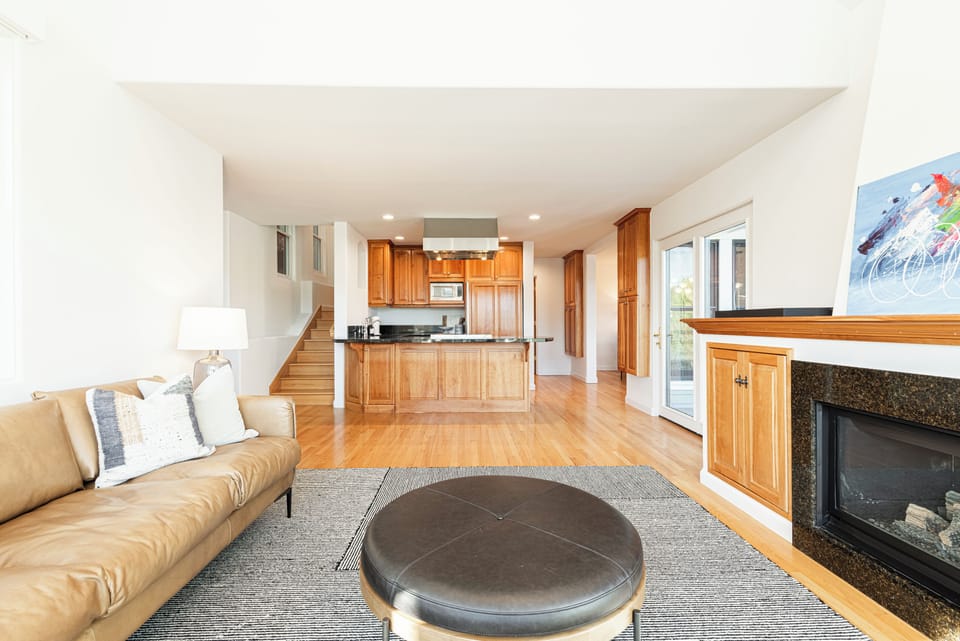 Living Room with Vaulted Ceilings - Open to the Kitchen