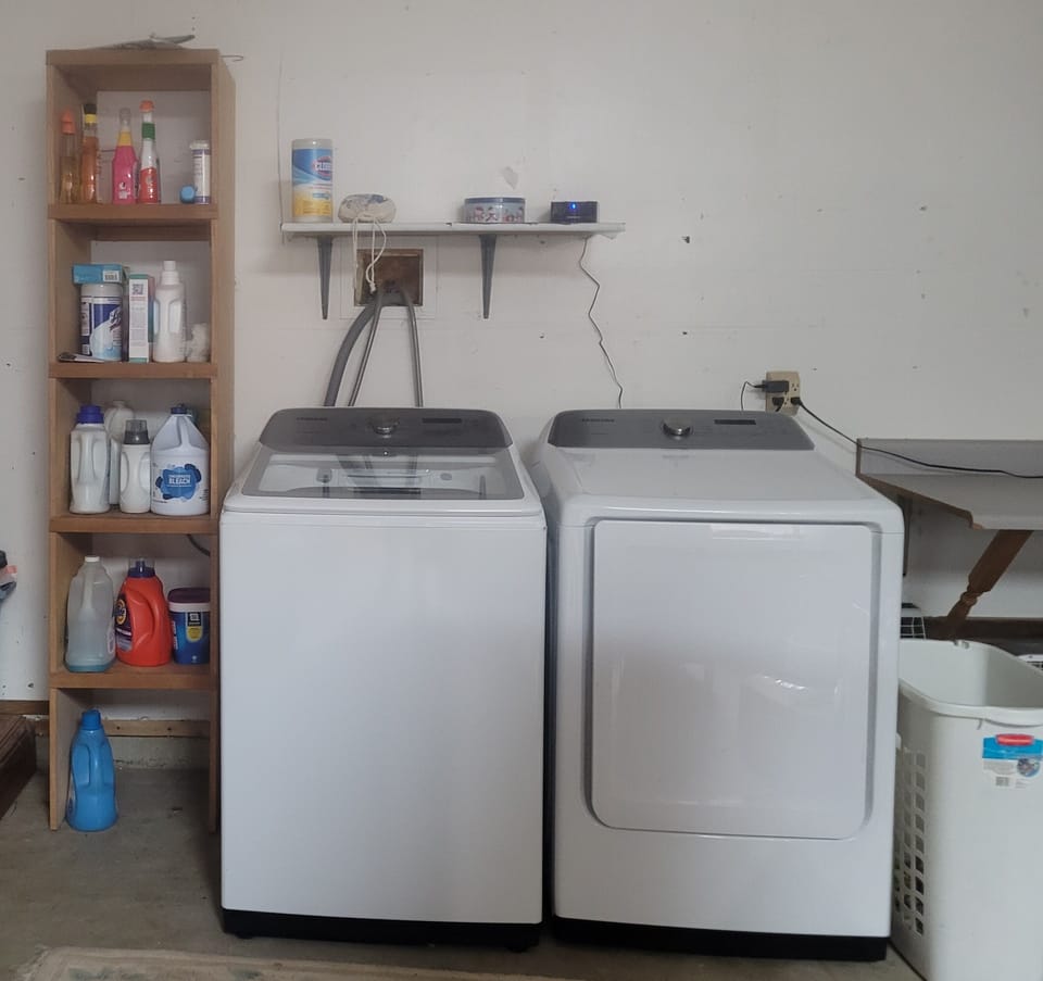 Laundry area in the garage - washer and dryer 