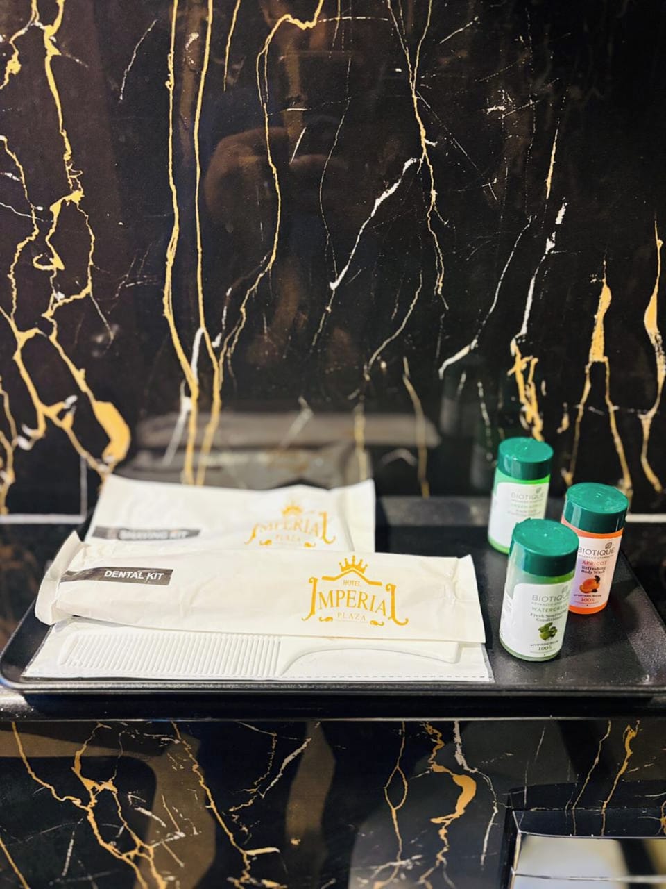 Towels, soap, shampoo, toilet paper