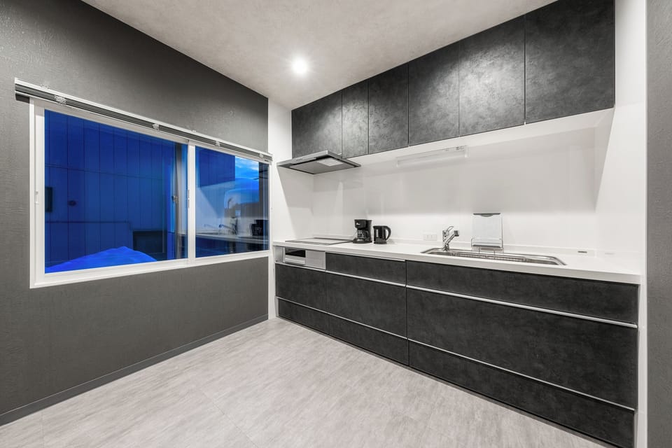 Fridge, microwave, stovetop, rice cooker