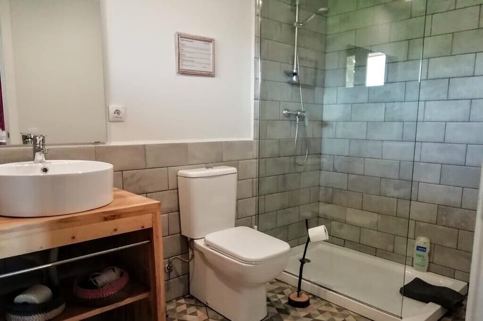 Superior Quadruple Room, Mountain View | Bathroom | Shower, hair dryer, slippers, towels