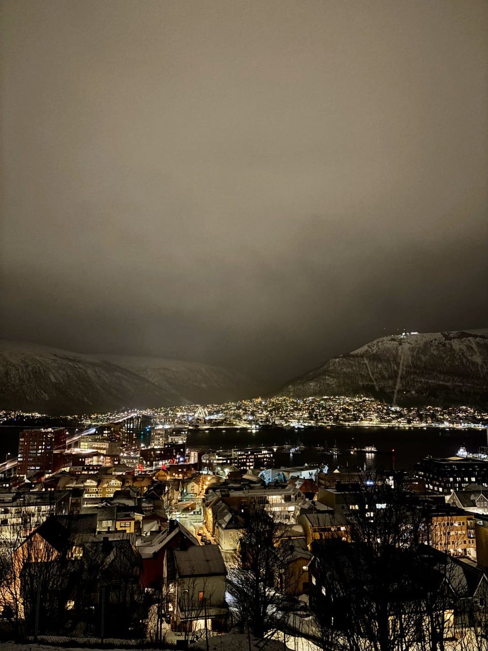 Tromso and fjellheisen by night