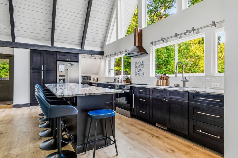 Plenty of room to cook and prep with two sinks and an oversized island.