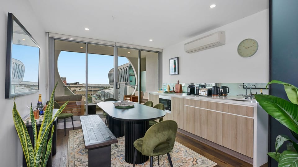 Stylish dining space perfect for meals or working remotely