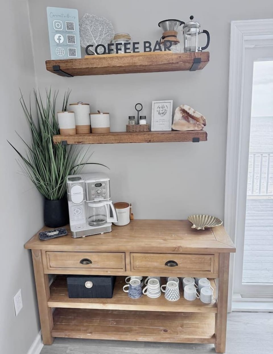 Start your mornings right at this charming coffee bar. It is the perfect, cozy spot for friends and family to gather, brew a fresh cup, and relax together during your dream coastal vacation.