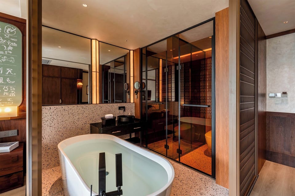 Luxury Double Room, Garden View | Bathroom | Free toiletries, hair dryer, bathrobes, slippers