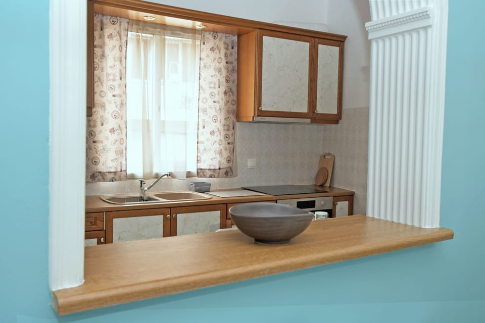 View of the kitchen from the dining room.