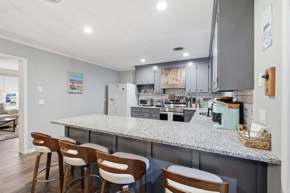 Indoors, Kitchen, Kitchen Island, Appliance, Refrigerator