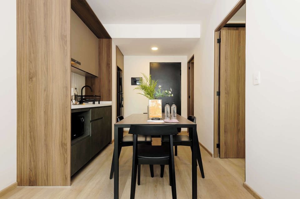 Well-lit dining area