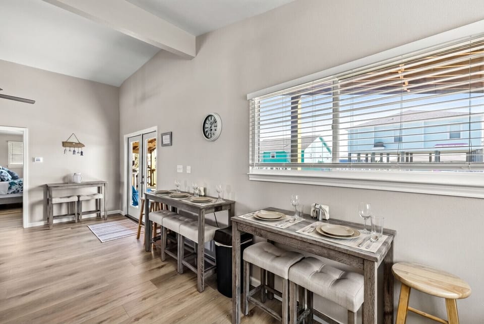 This dining area is located off the kitchen