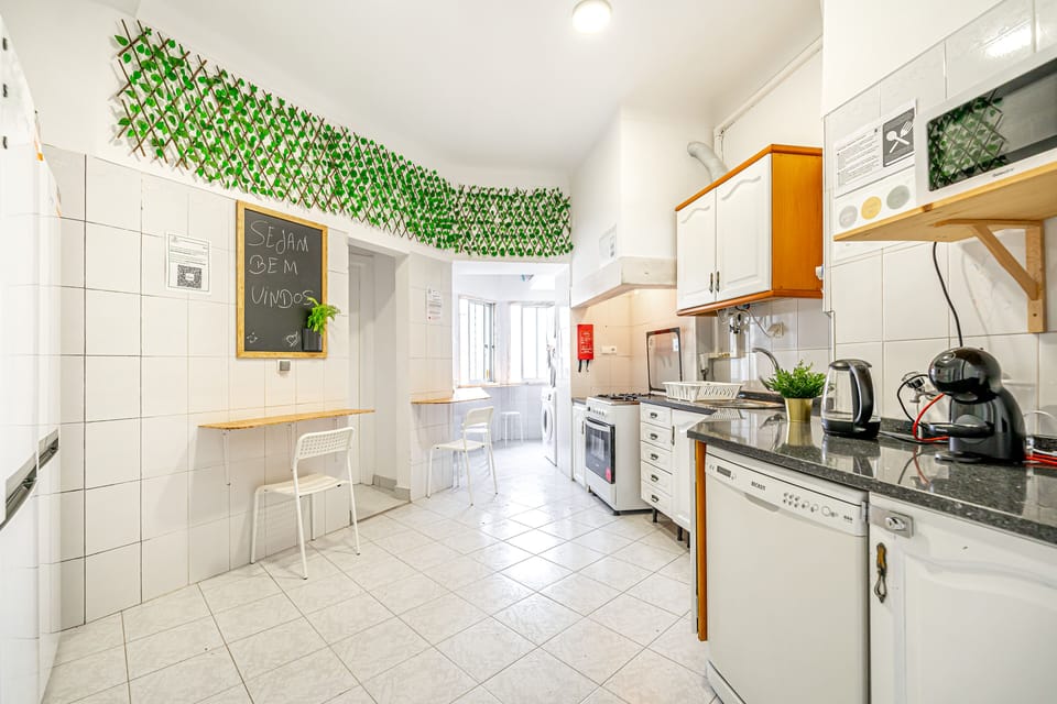Fridge, microwave, stovetop, espresso maker